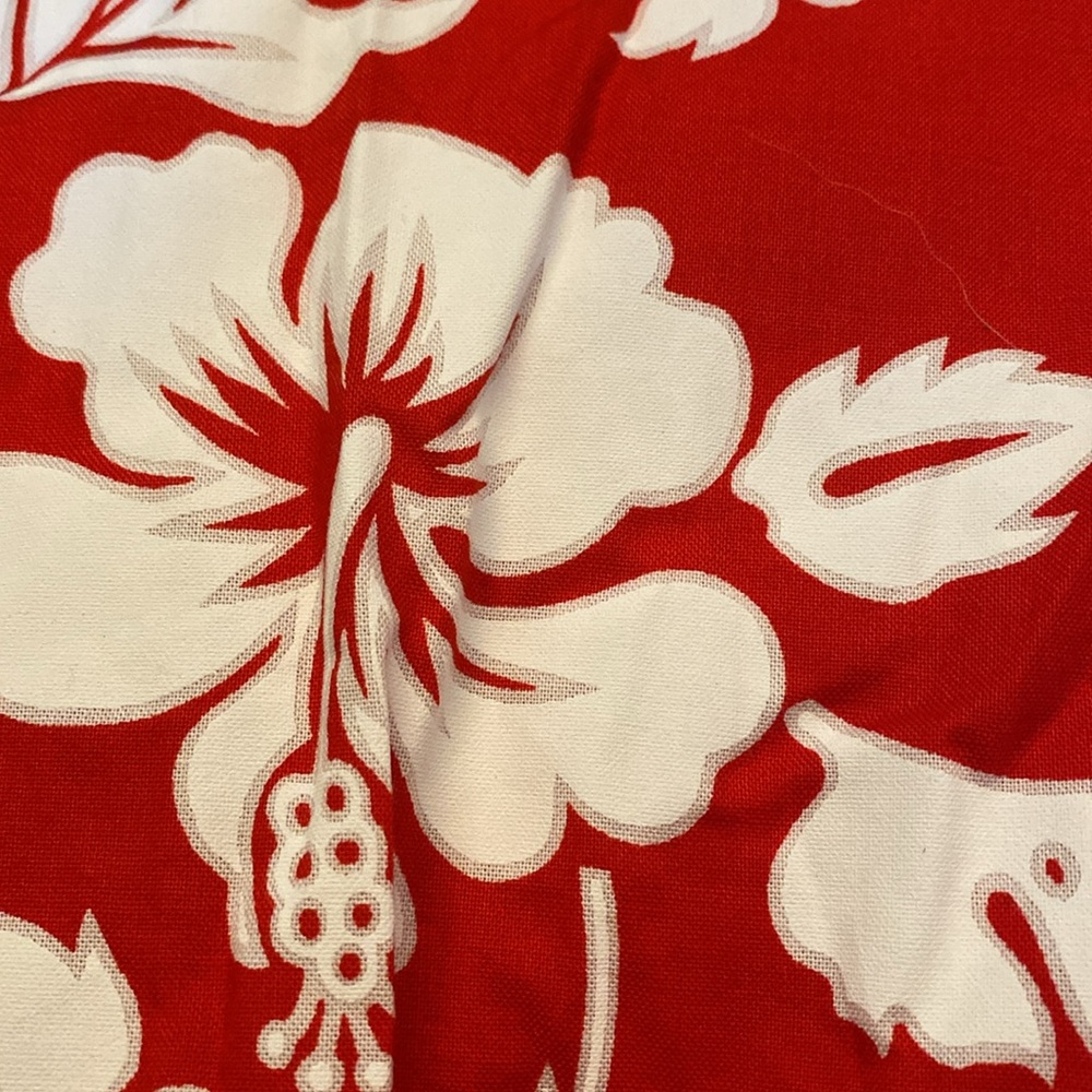 Smart Design Made in Hawaii 100% Cotton Red Aloha Shirt White Hibiscus Print - 8 - Picture 6 of 6